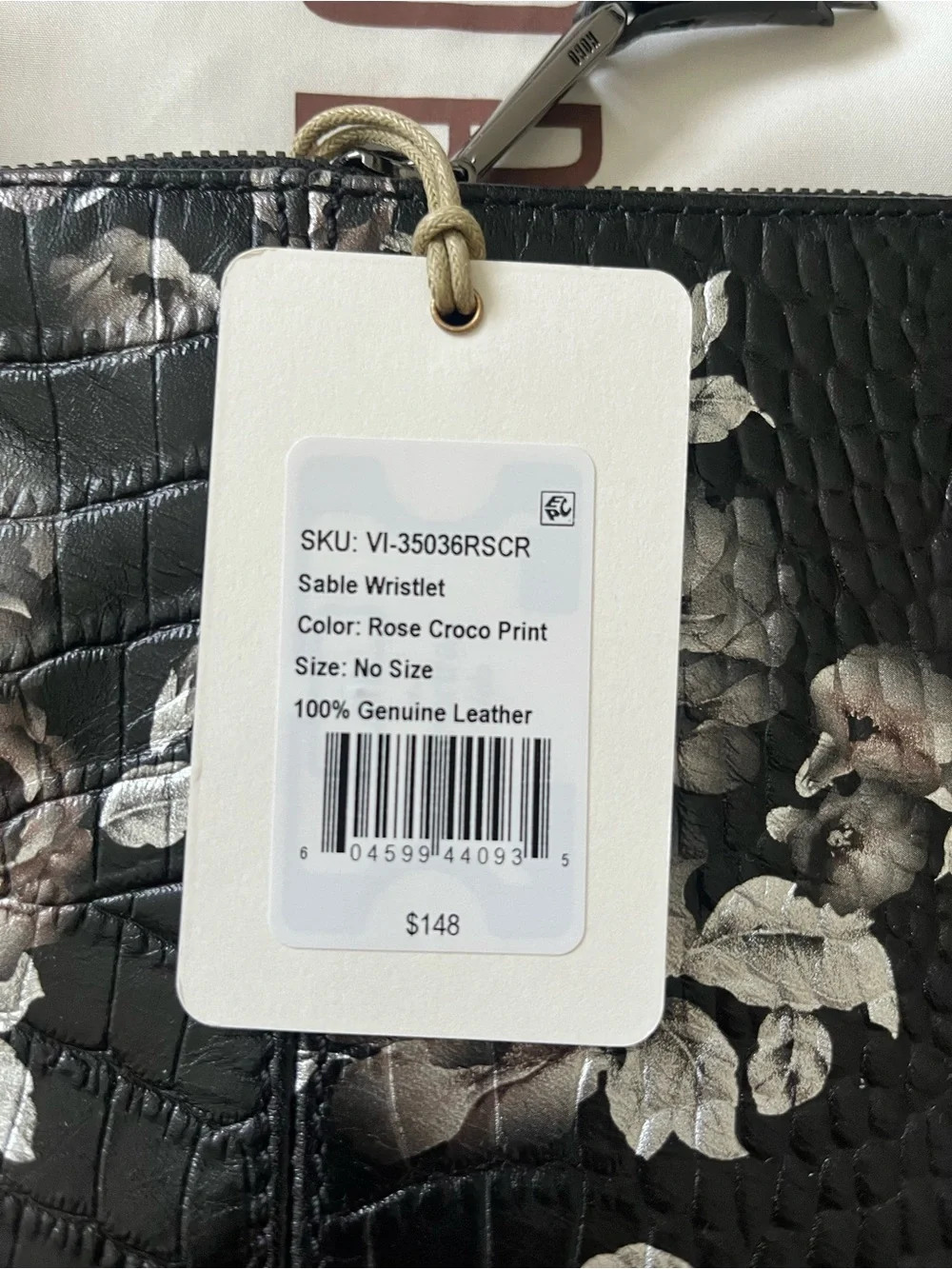 HOBO Sable Wristlet Rose Croco Print NWT
